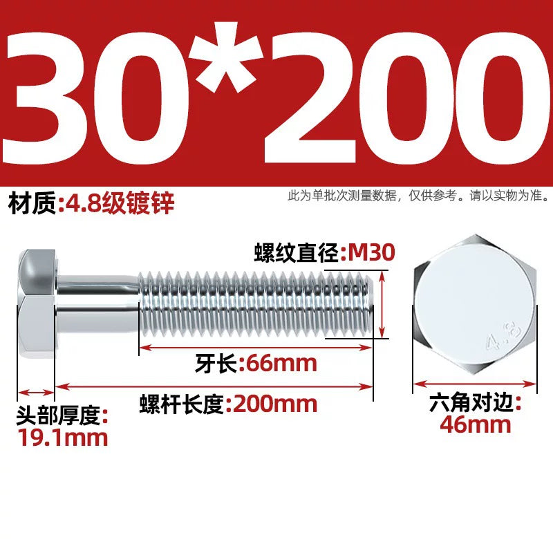 Premium Hex Head Bolts Grade 4.8 - Blue-White Zinc Plated Metric Fasteners (M6-M30) | DG Fasteners