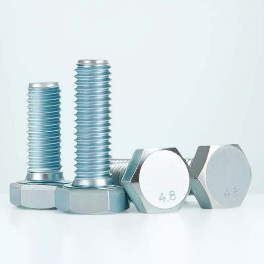 Premium Hex Head Bolts Grade 4.8 - Blue-White Zinc Plated Metric Fasteners (M6-M30) | DG Fasteners