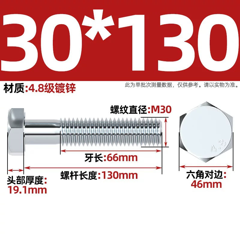 Premium Hex Head Bolts Grade 4.8 - Blue-White Zinc Plated Metric Fasteners (M6-M30) | DG Fasteners