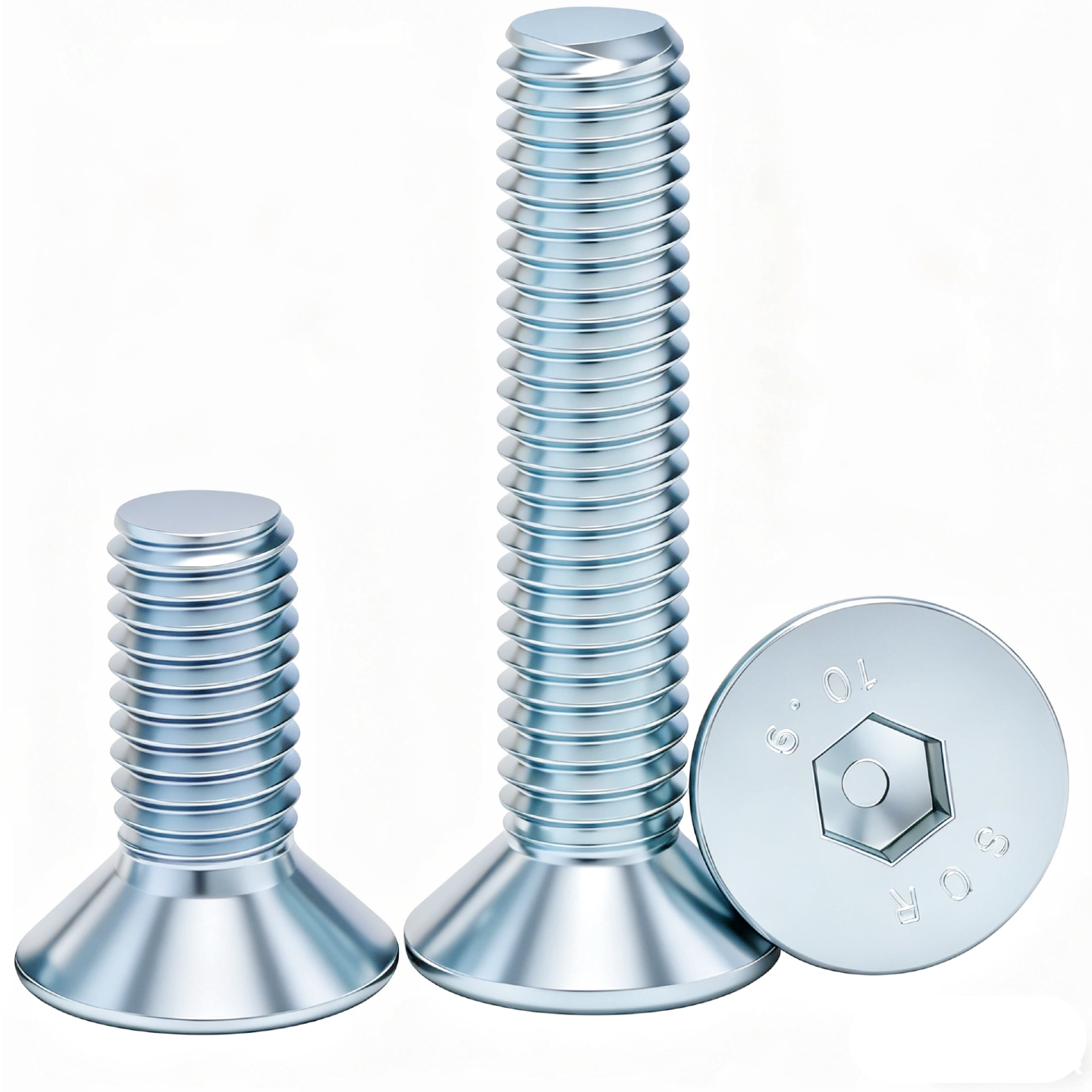 Grade 10.9 Flat Head Socket Cap Screws - Zinc Plated Countersunk Bolts (M3-M20) | DG Fasteners