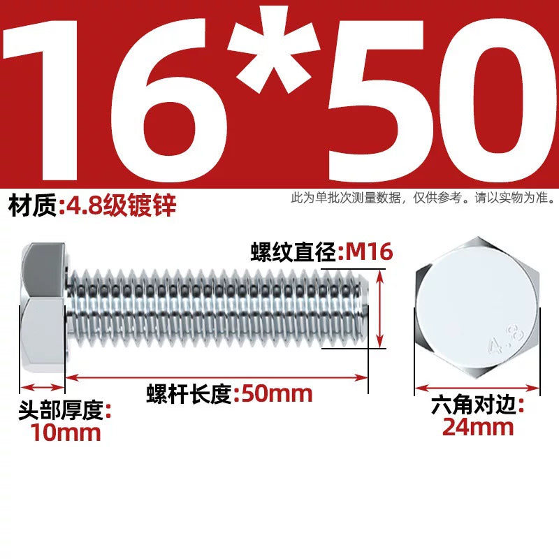 Premium Hex Head Bolts Grade 4.8 - Blue-White Zinc Plated Metric Fasteners (M6-M30) | DG Fasteners