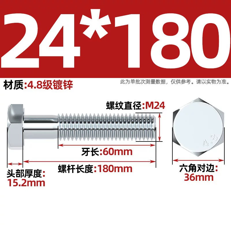 Premium Hex Head Bolts Grade 4.8 - Blue-White Zinc Plated Metric Fasteners (M6-M30) | DG Fasteners