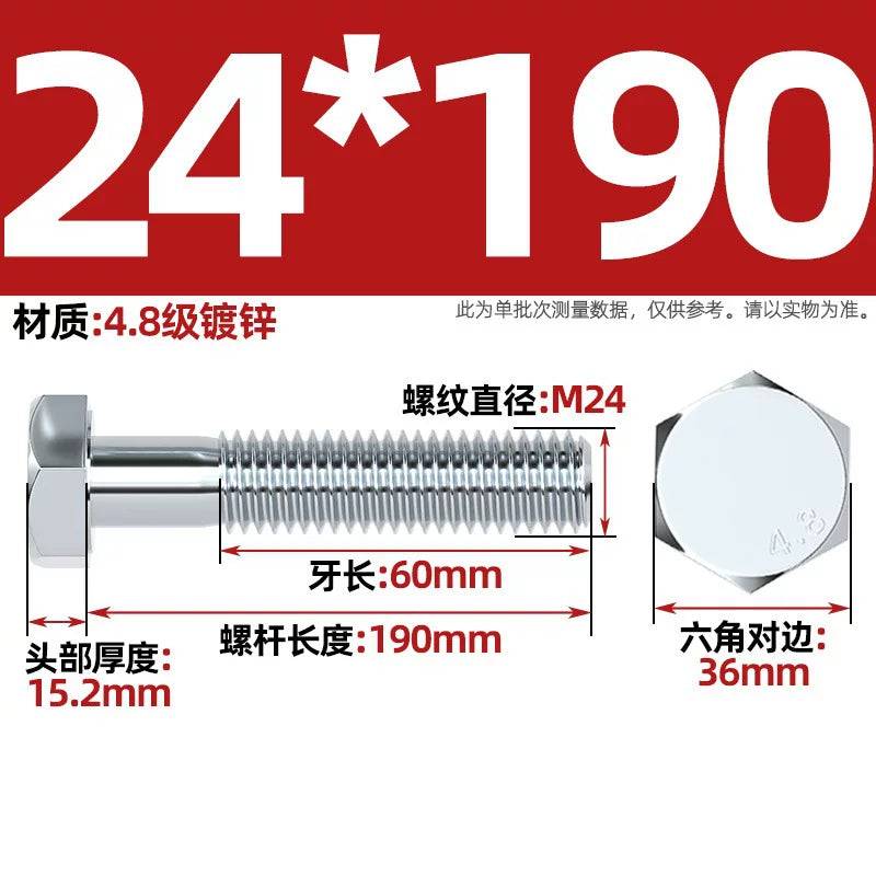 Premium Hex Head Bolts Grade 4.8 - Blue-White Zinc Plated Metric Fasteners (M6-M30) | DG Fasteners