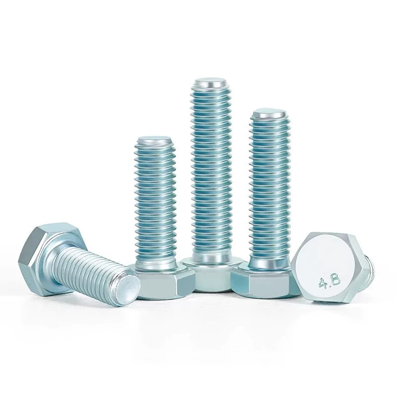 Premium Hex Head Bolts Grade 4.8 - Blue-White Zinc Plated Metric Fasteners (M6-M30) | DG Fasteners