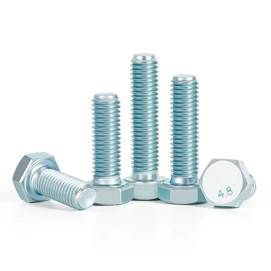 Premium Hex Head Bolts Grade 4.8 - Blue-White Zinc Plated Metric Fasteners (M6-M30) | DG Fasteners