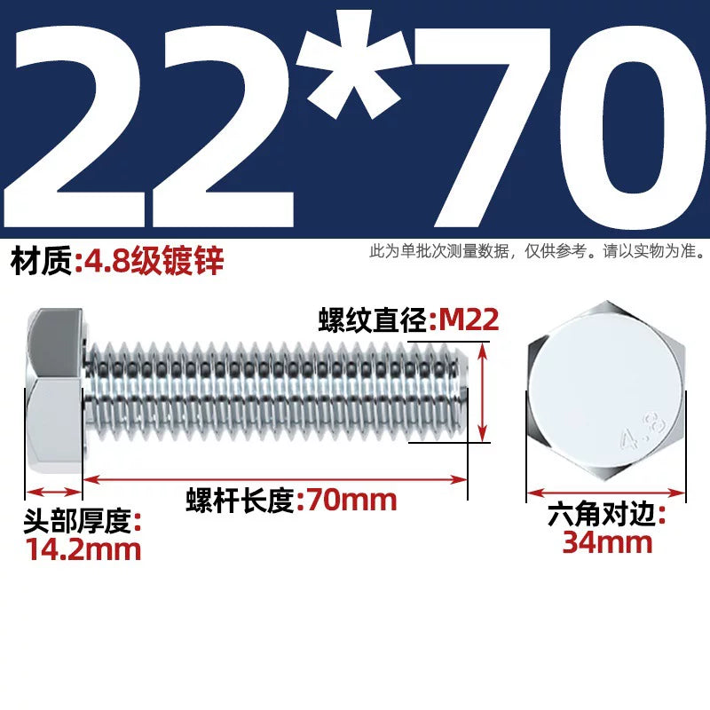 Premium Hex Head Bolts Grade 4.8 - Blue-White Zinc Plated Metric Fasteners (M6-M30) | DG Fasteners