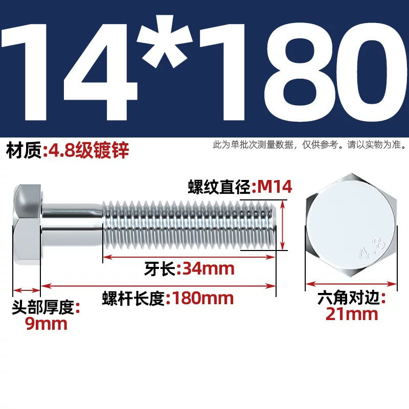 Premium Hex Head Bolts Grade 4.8 - Blue-White Zinc Plated Metric Fasteners (M6-M30) | DG Fasteners