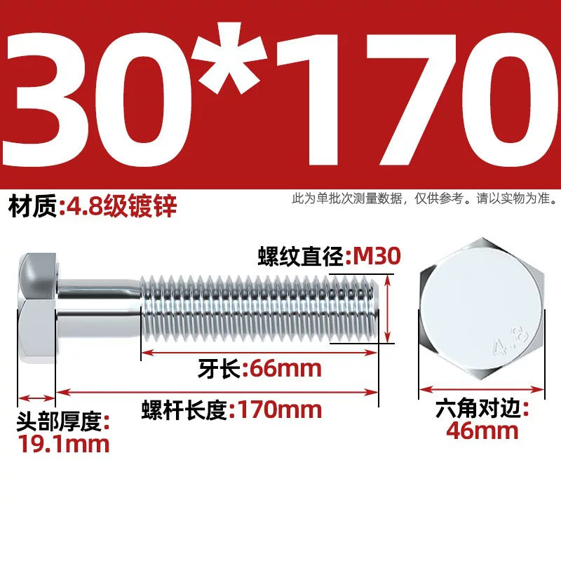 Premium Hex Head Bolts Grade 4.8 - Blue-White Zinc Plated Metric Fasteners (M6-M30) | DG Fasteners