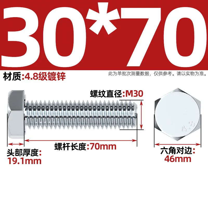 Premium Hex Head Bolts Grade 4.8 - Blue-White Zinc Plated Metric Fasteners (M6-M30) | DG Fasteners