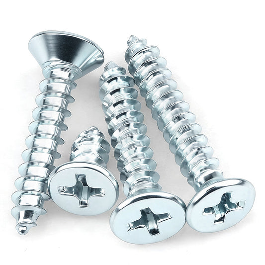 Hardened Phillips Countersunk Self-Tapping Screws - Zinc Plated Flat Head Wood Screws (ST2 - ST6.3)