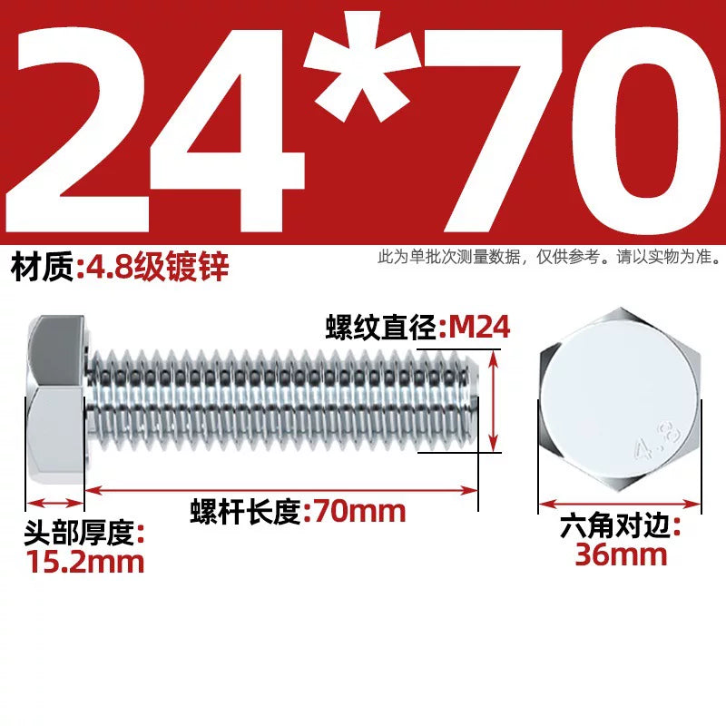 Premium Hex Head Bolts Grade 4.8 - Blue-White Zinc Plated Metric Fasteners (M6-M30) | DG Fasteners