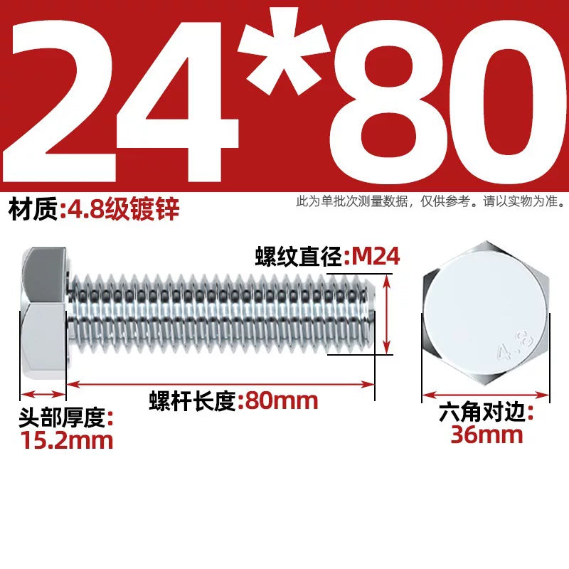 Premium Hex Head Bolts Grade 4.8 - Blue-White Zinc Plated Metric Fasteners (M6-M30) | DG Fasteners