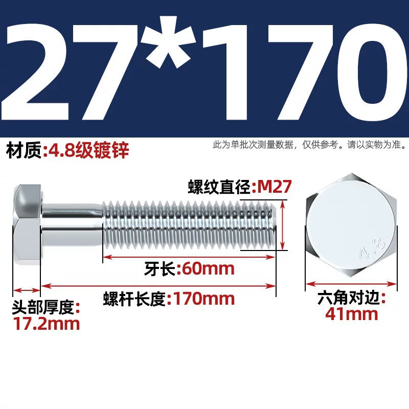 Premium Hex Head Bolts Grade 4.8 - Blue-White Zinc Plated Metric Fasteners (M6-M30) | DG Fasteners