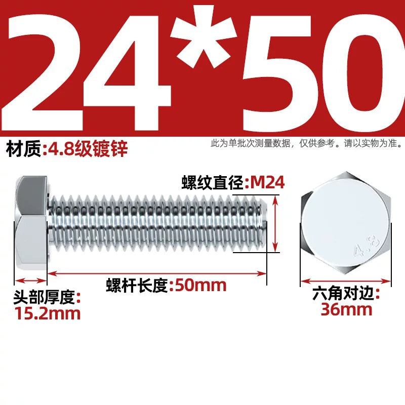 Premium Hex Head Bolts Grade 4.8 - Blue-White Zinc Plated Metric Fasteners (M6-M30) | DG Fasteners