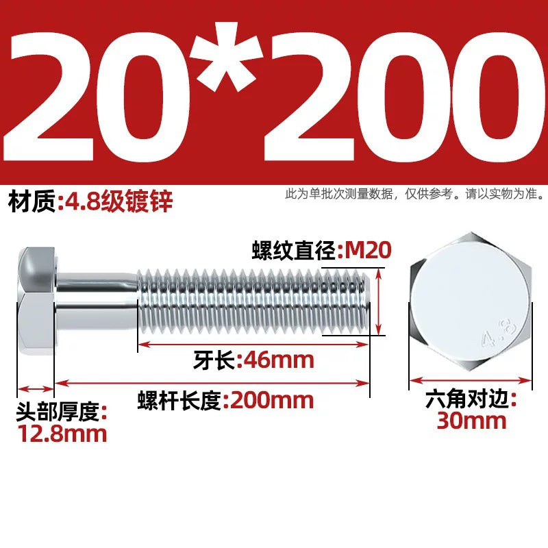 Premium Hex Head Bolts Grade 4.8 - Blue-White Zinc Plated Metric Fasteners (M6-M30) | DG Fasteners