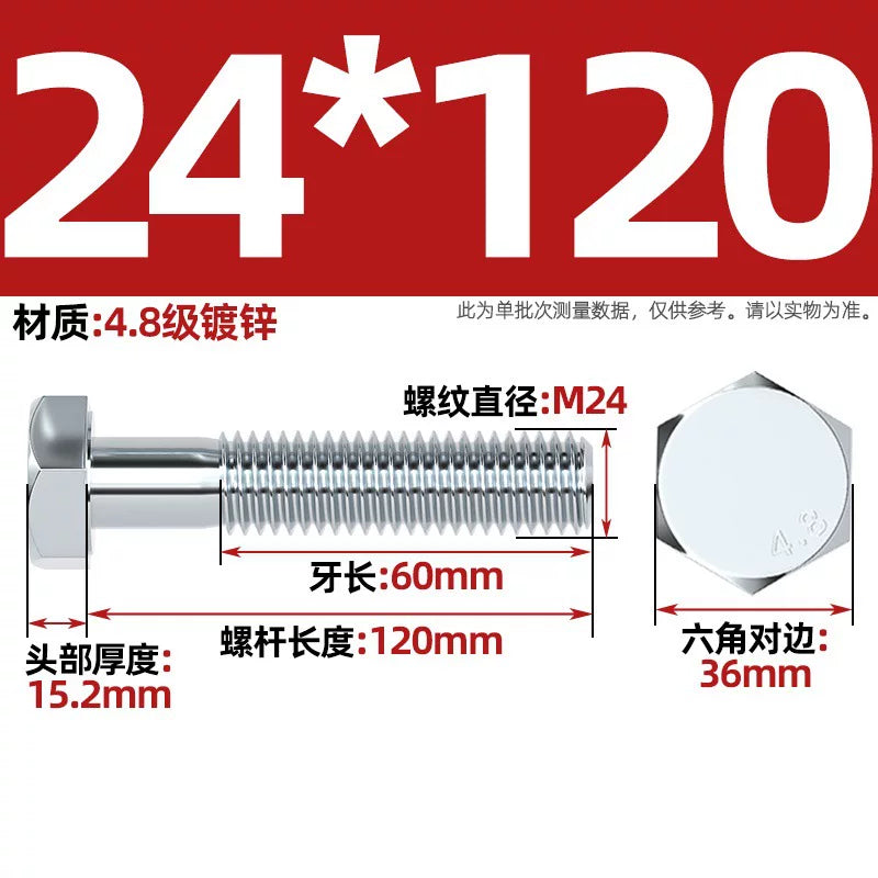 Premium Hex Head Bolts Grade 4.8 - Blue-White Zinc Plated Metric Fasteners (M6-M30) | DG Fasteners