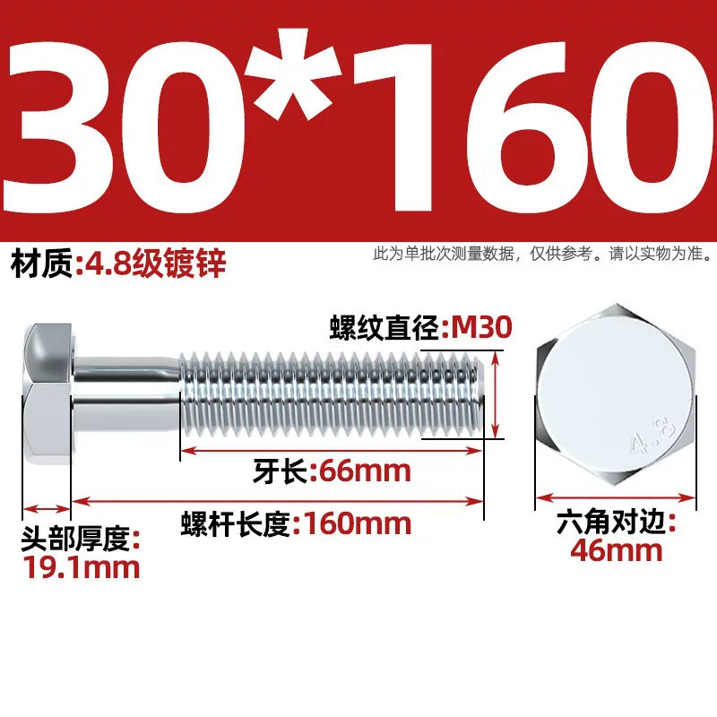 Premium Hex Head Bolts Grade 4.8 - Blue-White Zinc Plated Metric Fasteners (M6-M30) | DG Fasteners