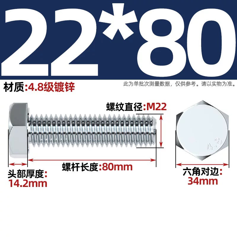 Premium Hex Head Bolts Grade 4.8 - Blue-White Zinc Plated Metric Fasteners (M6-M30) | DG Fasteners