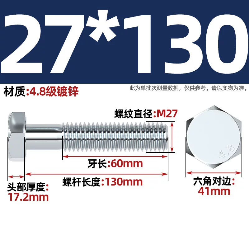 Premium Hex Head Bolts Grade 4.8 - Blue-White Zinc Plated Metric Fasteners (M6-M30) | DG Fasteners