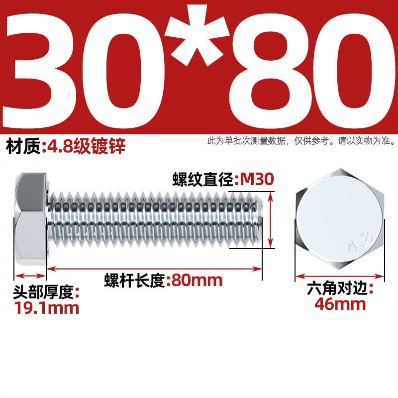 Premium Hex Head Bolts Grade 4.8 - Blue-White Zinc Plated Metric Fasteners (M6-M30) | DG Fasteners