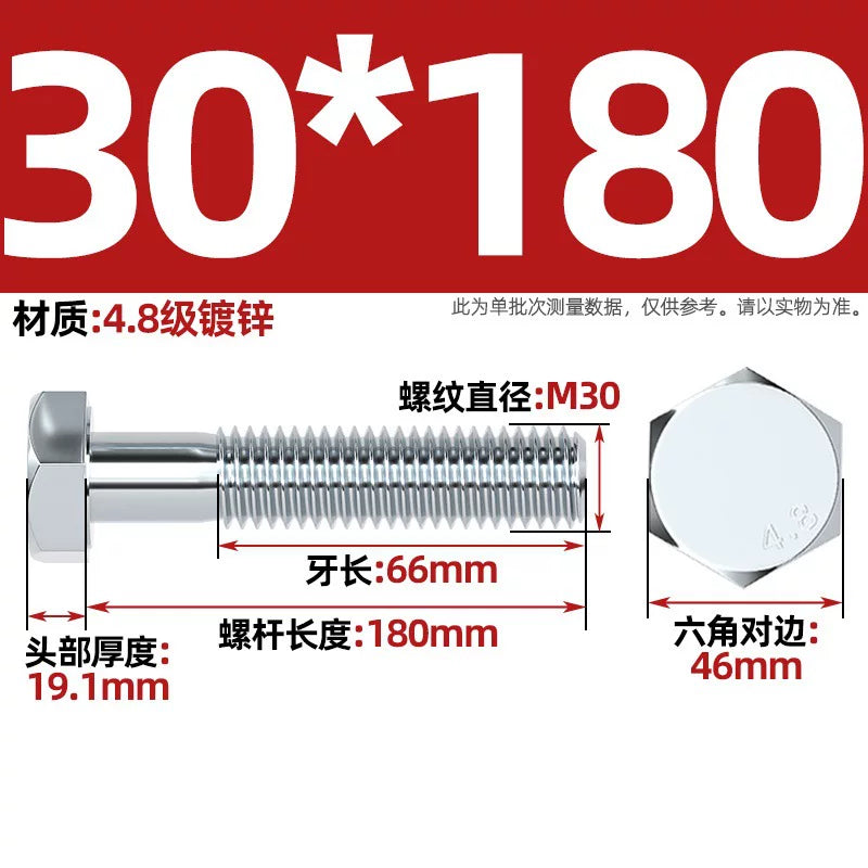 Premium Hex Head Bolts Grade 4.8 - Blue-White Zinc Plated Metric Fasteners (M6-M30) | DG Fasteners