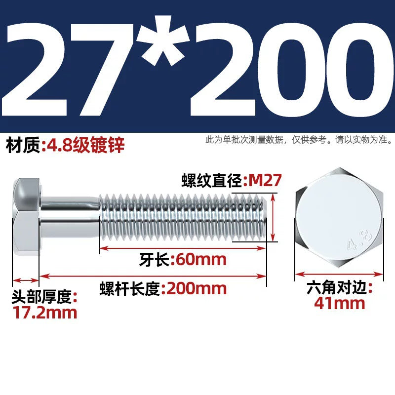 Premium Hex Head Bolts Grade 4.8 - Blue-White Zinc Plated Metric Fasteners (M6-M30) | DG Fasteners