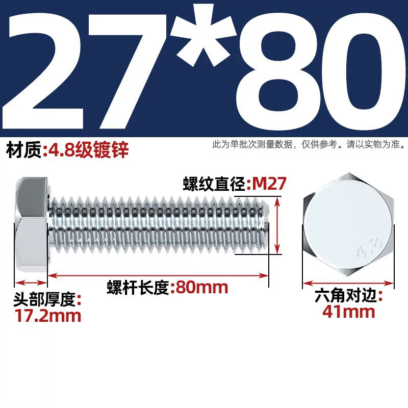 Premium Hex Head Bolts Grade 4.8 - Blue-White Zinc Plated Metric Fasteners (M6-M30) | DG Fasteners
