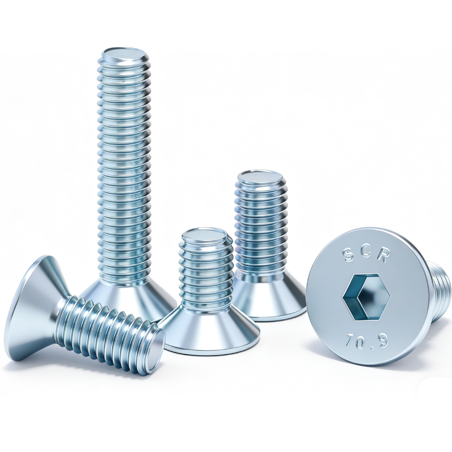 Grade 10.9 Flat Head Socket Cap Screws - Zinc Plated Countersunk Bolts (M3-M20) | DG Fasteners