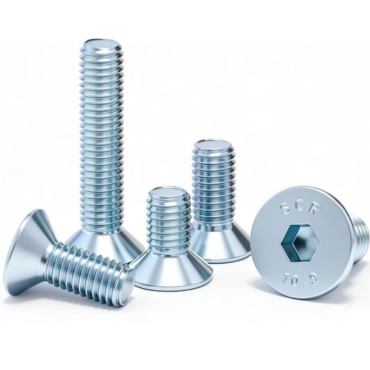 Grade 10.9 Flat Head Socket Cap Screws - Zinc Plated Countersunk Bolts (M3-M20) | DG Fasteners
