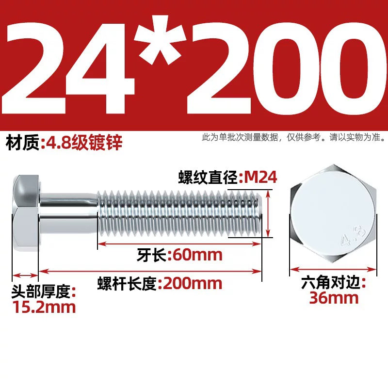 Premium Hex Head Bolts Grade 4.8 - Blue-White Zinc Plated Metric Fasteners (M6-M30) | DG Fasteners
