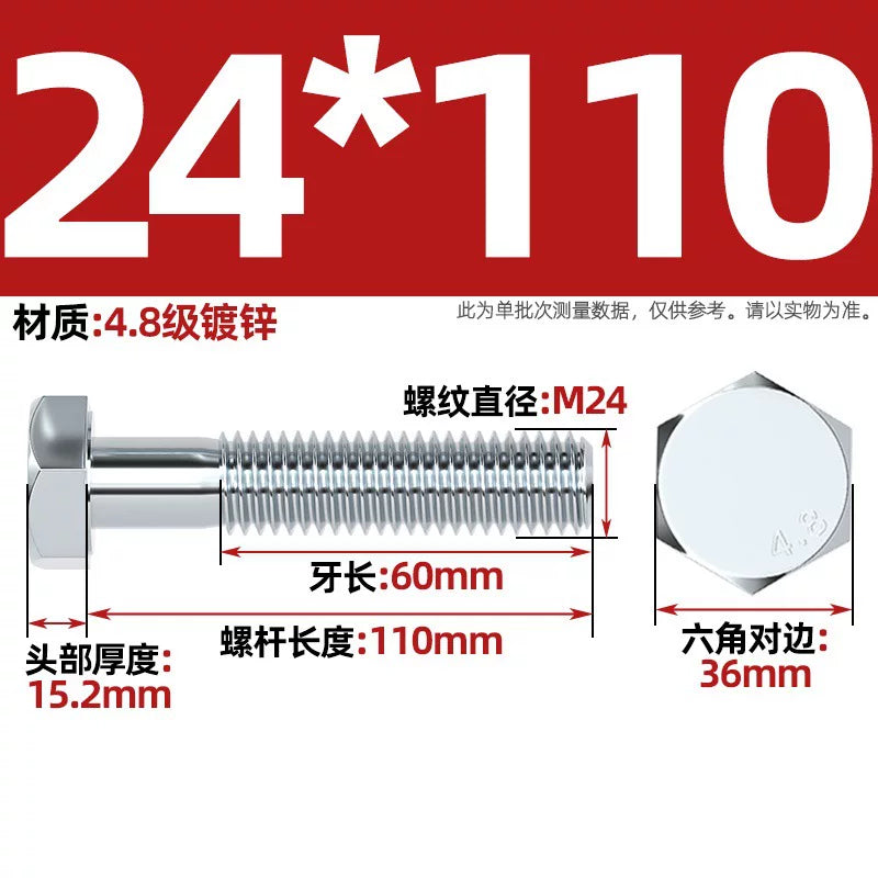 Premium Hex Head Bolts Grade 4.8 - Blue-White Zinc Plated Metric Fasteners (M6-M30) | DG Fasteners