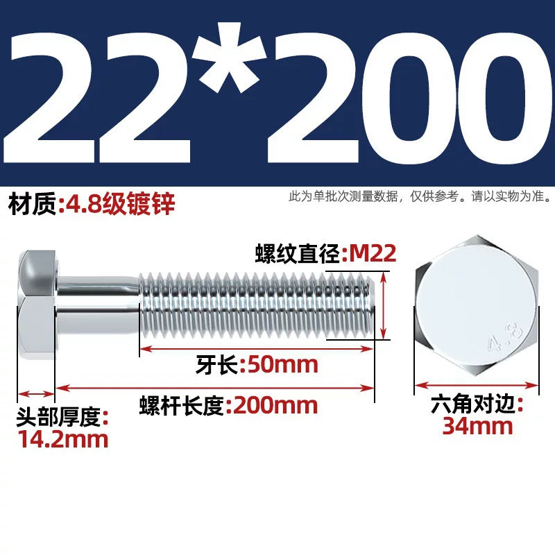 Premium Hex Head Bolts Grade 4.8 - Blue-White Zinc Plated Metric Fasteners (M6-M30) | DG Fasteners