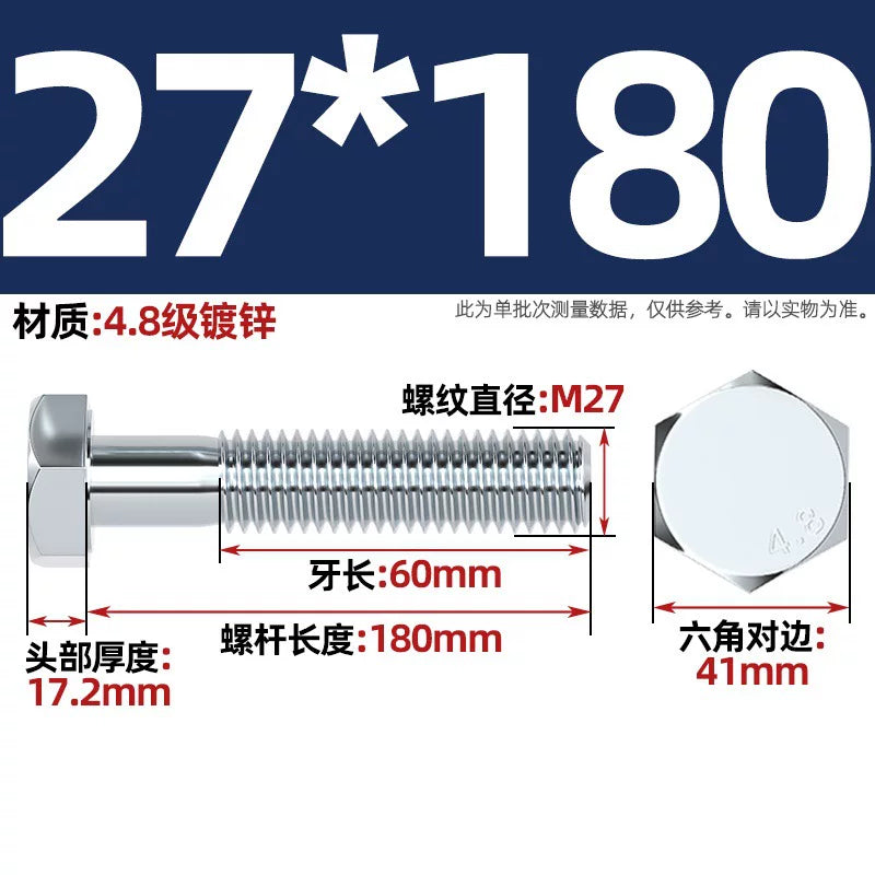 Premium Hex Head Bolts Grade 4.8 - Blue-White Zinc Plated Metric Fasteners (M6-M30) | DG Fasteners