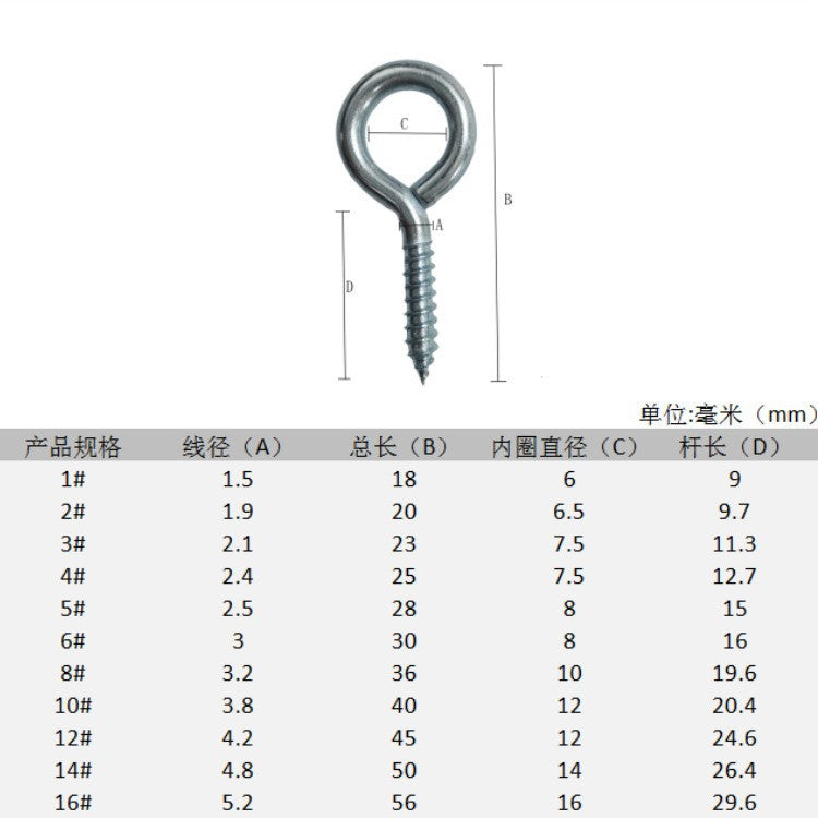 Zinc Plated Screw Eyes - Self-Tapping Steel Eye Hooks for Indoor & Outdoor (Sizes 0# to 14#) | DG Fasteners