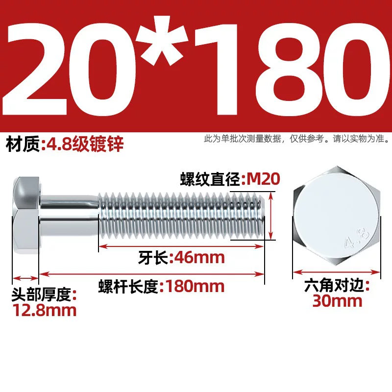Premium Hex Head Bolts Grade 4.8 - Blue-White Zinc Plated Metric Fasteners (M6-M30) | DG Fasteners
