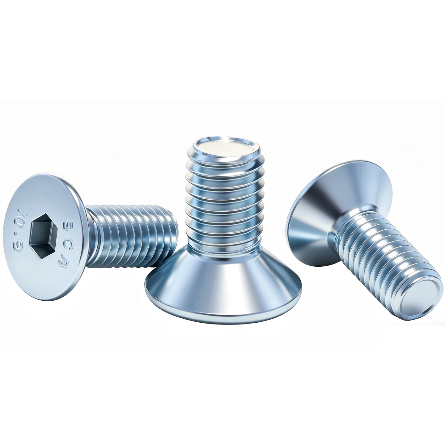 Grade 10.9 Flat Head Socket Cap Screws - Zinc Plated Countersunk Bolts (M3-M20) | DG Fasteners