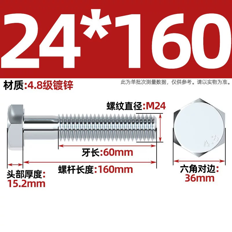 Premium Hex Head Bolts Grade 4.8 - Blue-White Zinc Plated Metric Fasteners (M6-M30) | DG Fasteners