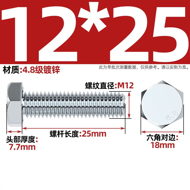 Premium Hex Head Bolts Grade 4.8 - Blue-White Zinc Plated Metric Fasteners (M6-M30) | DG Fasteners