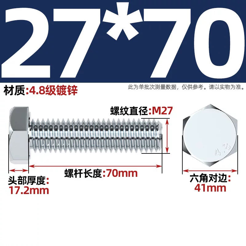 Premium Hex Head Bolts Grade 4.8 - Blue-White Zinc Plated Metric Fasteners (M6-M30) | DG Fasteners