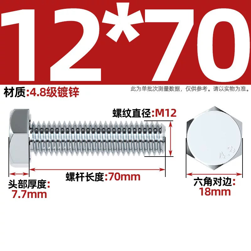 Premium Hex Head Bolts Grade 4.8 - Blue-White Zinc Plated Metric Fasteners (M6-M30) | DG Fasteners