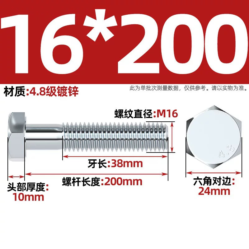 Premium Hex Head Bolts Grade 4.8 - Blue-White Zinc Plated Metric Fasteners (M6-M30) | DG Fasteners