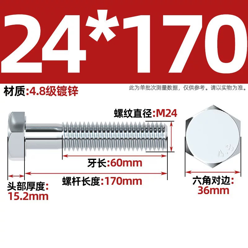 Premium Hex Head Bolts Grade 4.8 - Blue-White Zinc Plated Metric Fasteners (M6-M30) | DG Fasteners