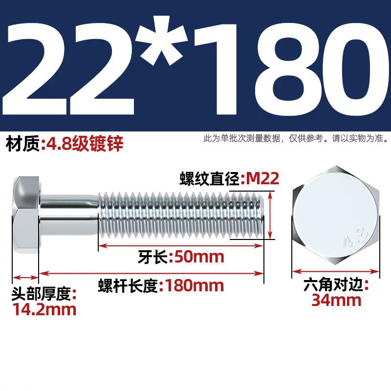 Premium Hex Head Bolts Grade 4.8 - Blue-White Zinc Plated Metric Fasteners (M6-M30) | DG Fasteners