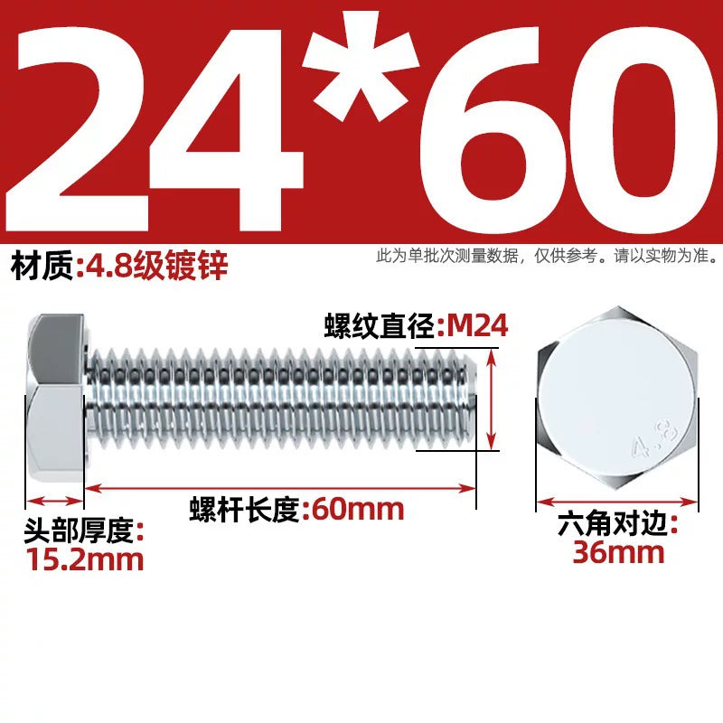 Premium Hex Head Bolts Grade 4.8 - Blue-White Zinc Plated Metric Fasteners (M6-M30) | DG Fasteners
