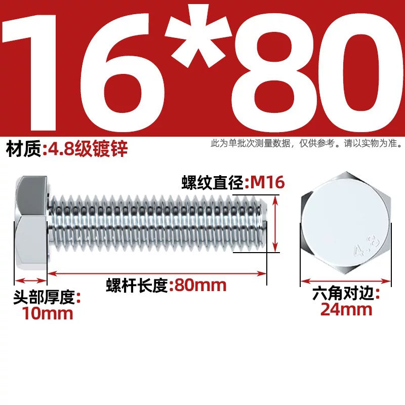 Premium Hex Head Bolts Grade 4.8 - Blue-White Zinc Plated Metric Fasteners (M6-M30) | DG Fasteners