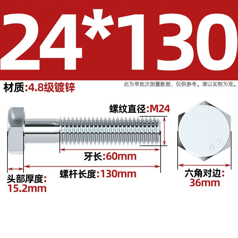 Premium Hex Head Bolts Grade 4.8 - Blue-White Zinc Plated Metric Fasteners (M6-M30) | DG Fasteners