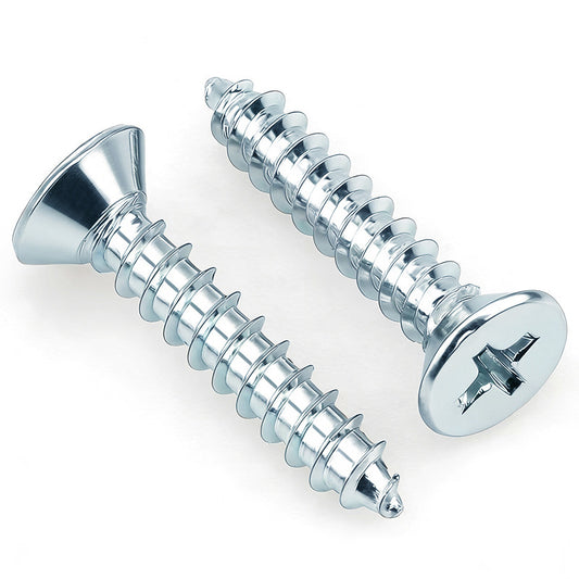 Hardened Phillips Countersunk Self-Tapping Screws - Zinc Plated Flat Head Wood Screws (ST2 - ST6.3)