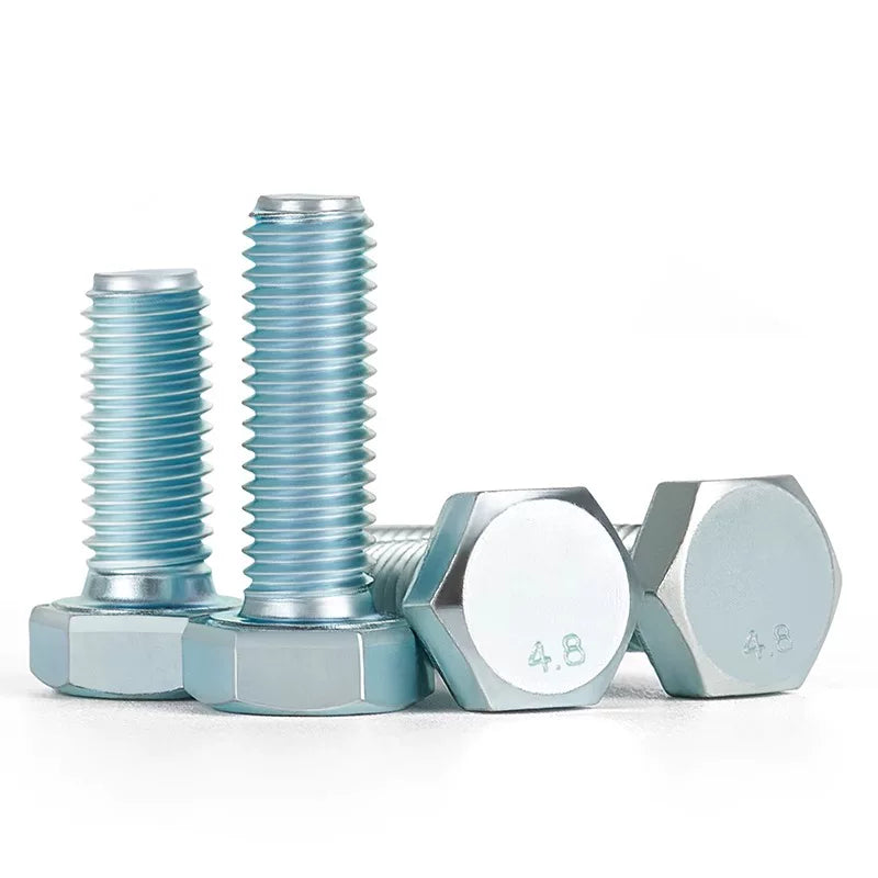 Premium Hex Head Bolts Grade 4.8 - Blue-White Zinc Plated Metric Fasteners (M6-M30) | DG Fasteners