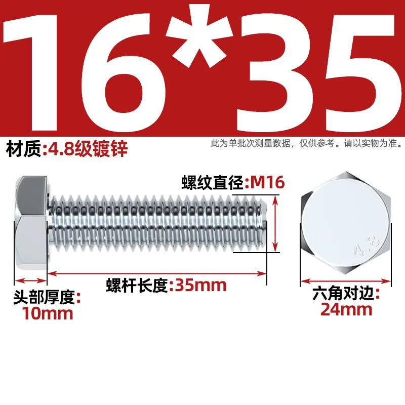 Premium Hex Head Bolts Grade 4.8 - Blue-White Zinc Plated Metric Fasteners (M6-M30) | DG Fasteners