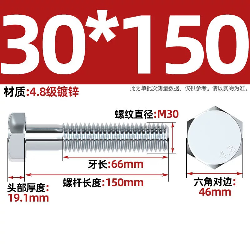 Premium Hex Head Bolts Grade 4.8 - Blue-White Zinc Plated Metric Fasteners (M6-M30) | DG Fasteners